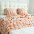 SOGA 160X200cm Throw Blanket Pink Double Layer Rabbit Fur Cozy