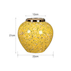 SOGA 21x22cm Yellow with White Mini Floral Small Ceramic Flower Vase Elegant Living Room Home Decor