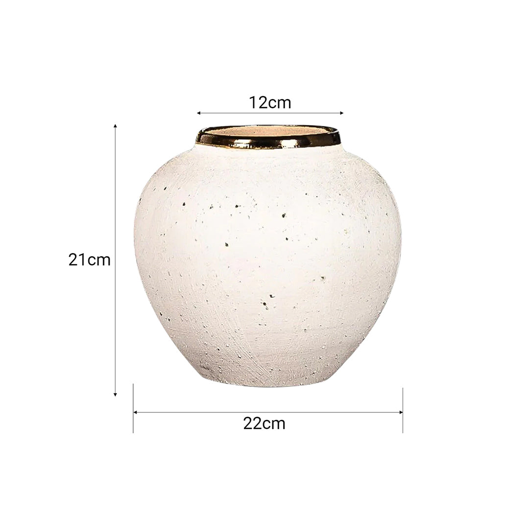 SOGA 21x22cm Plain White Small Ceramic Flower Vase Elegant Living Room Home Decor