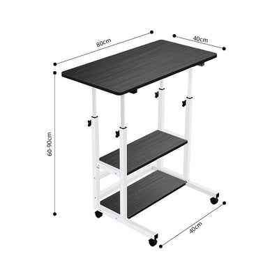 SOGA 40x80cm Black Bedside Table Movable Bedroom Desk Student Computer Table