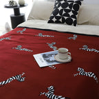 SOGA Wine red Zebra Print Throw Blanket 130x180cm Acrylic