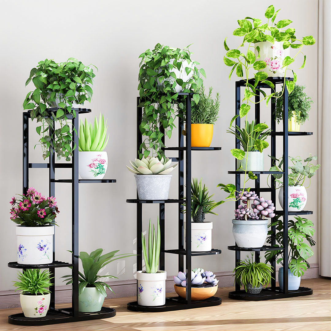 4 Tier Black Metal Plant Rack