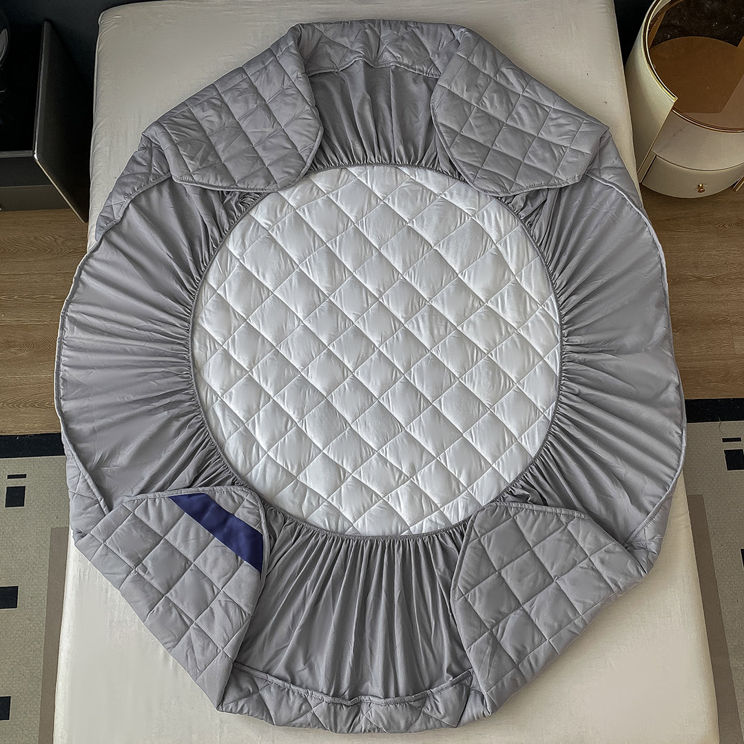 138cm Grey Wide Cross-Hatch Mattress Cover