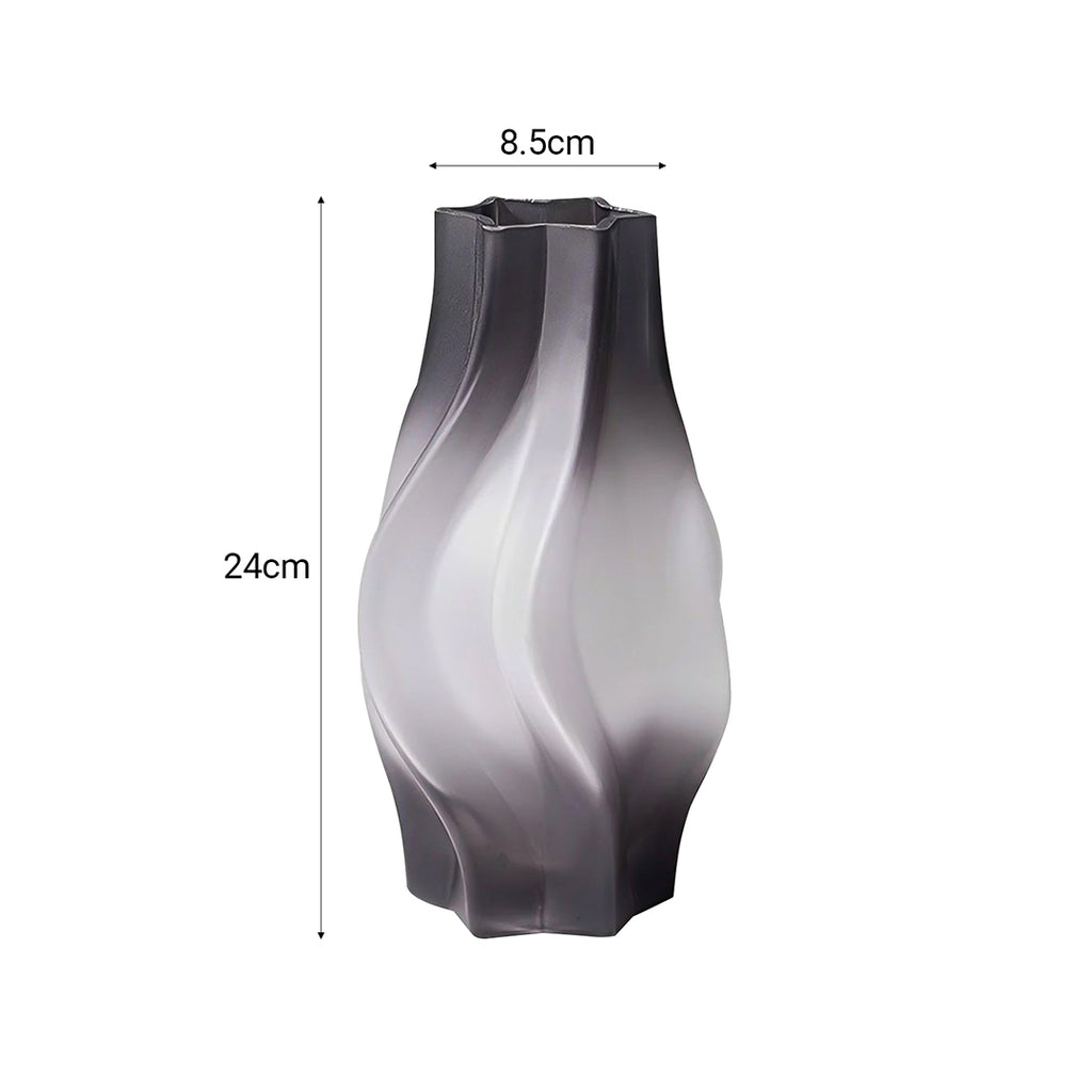 SOGA 24cm Glass Vase Grey with Beautiful glass Bubble Texture Art Vases