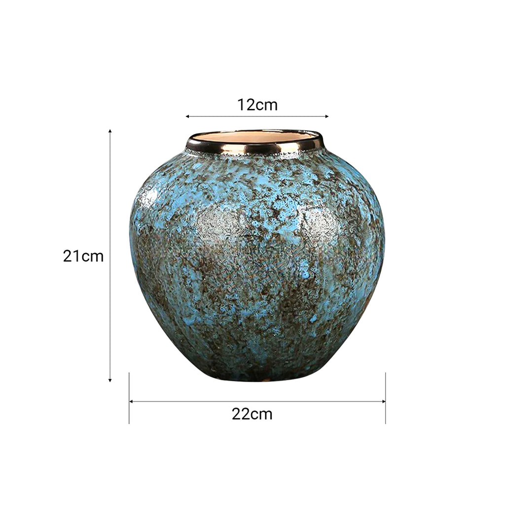 21x22cm Light Blue Small Ceramic Flower Vase Elegant Living Room Home Decor