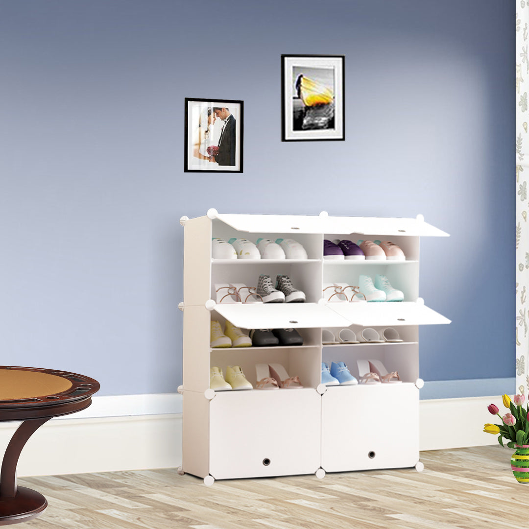 5 Tier 2 Column White Shoe Rack Organize