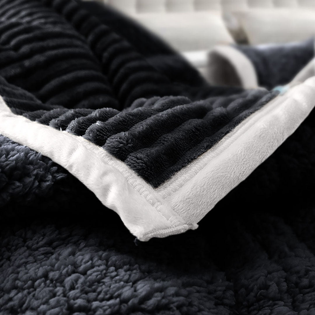 Black Throw Blanket Warm Cozy Double Sided Thick Flannel