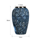SOGA 30x19cm Blue with White Mini Floral Medium Ceramic Flower Vase Elegant Living Room Home Decor
