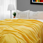 SOGA Yellow Throw Blanket Warm Cozy Striped Pattern Thin Flannel Coverlet