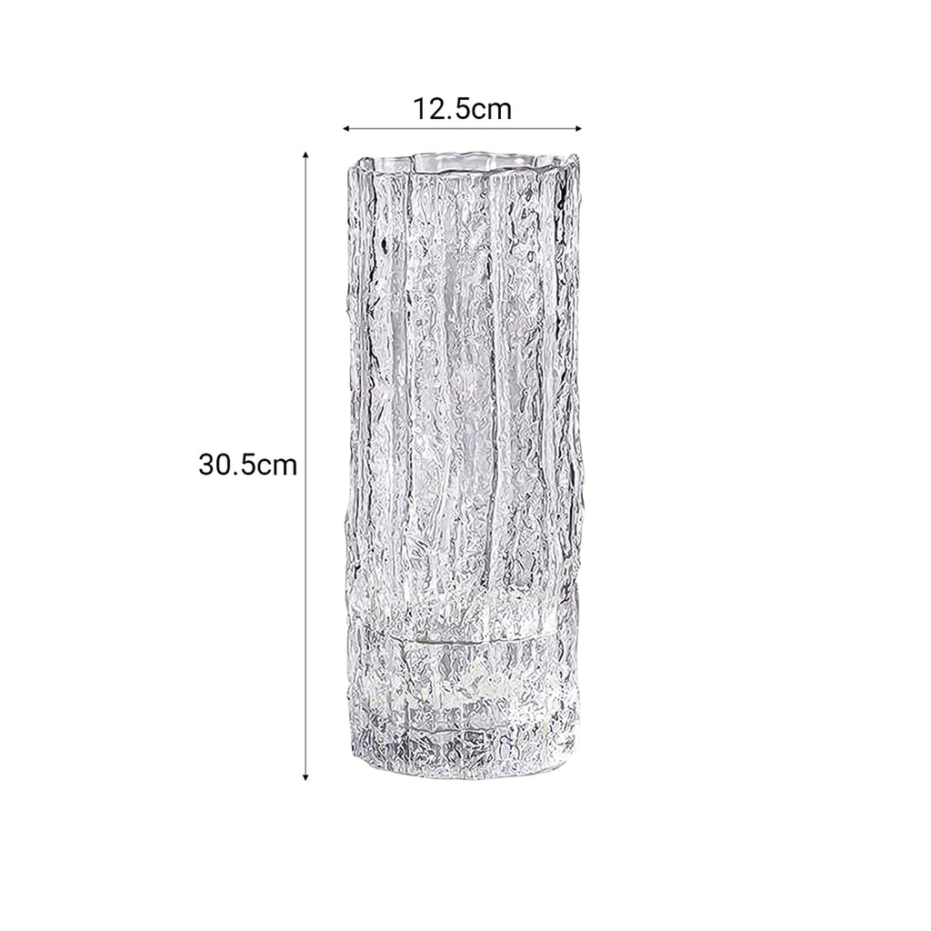 SOGA 30.5cm Handcrafted Clear Glass Vase, Classic Design for Home Decor