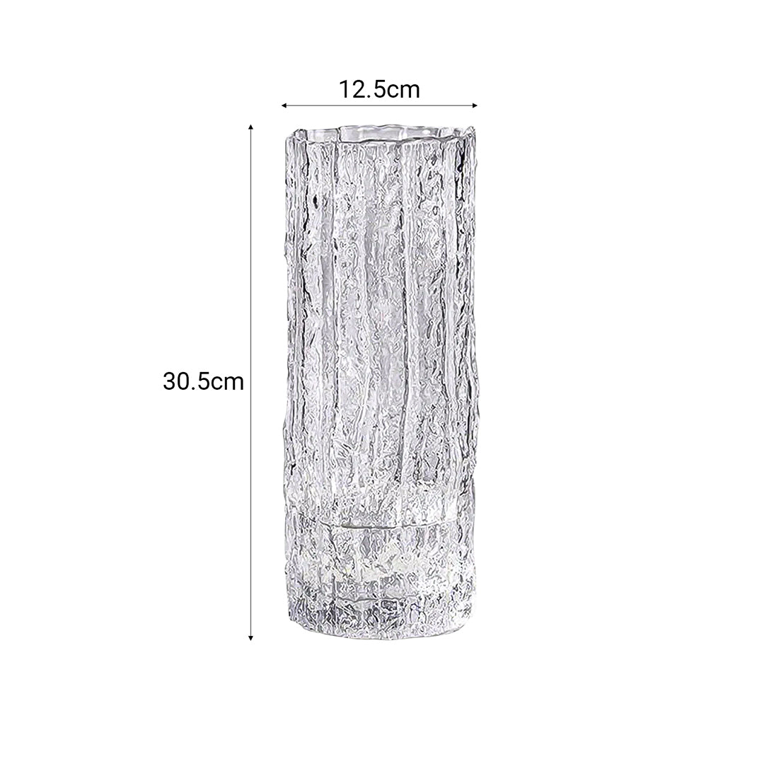 SOGA 30.5cm Handcrafted Clear Glass Vase, Classic Design for Home Decor