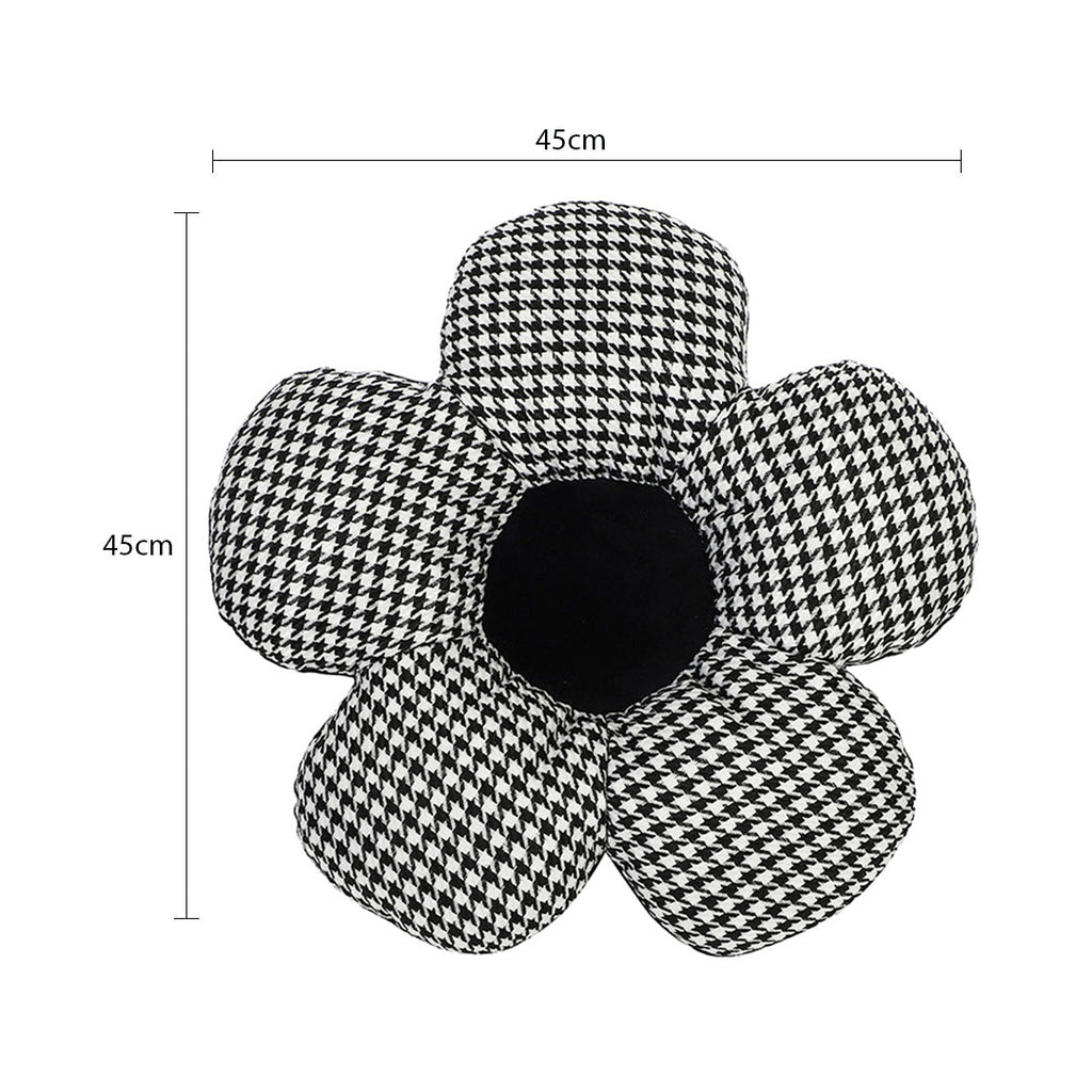 SOGA Black Flower Cushion Shaped for Floor and Sitting Throw Pillow