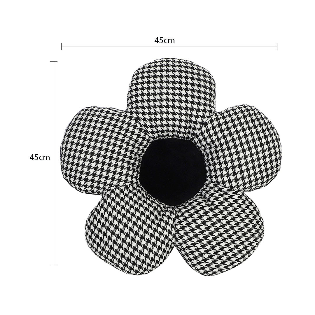 SOGA Black Flower Cushion Shaped for Floor and Sitting Throw Pillow