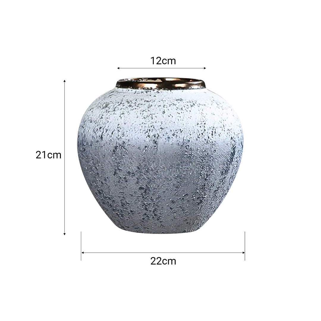 SOGA 21x22cm White and Grey Small Ceramic Flower Vase Elegant Living Room Home Decor
