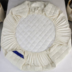 153cm White Wide Cross-Hatch Mattress Cover