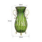 51cm Green Glass Floor Vase with Metal Stand
