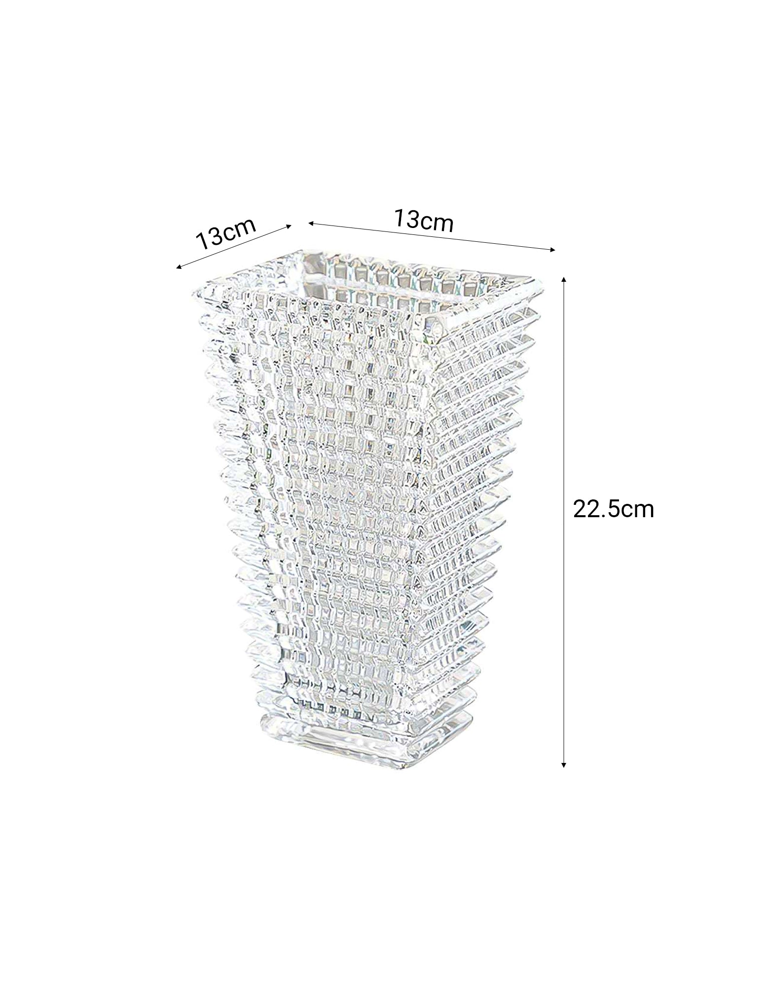 SOGA 22.5cm Handcrafted Clear Glass Vase, Classic Design for Home Decor