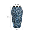 35x17cm Blue with White Mini Floral Large Ceramic Flower Vase