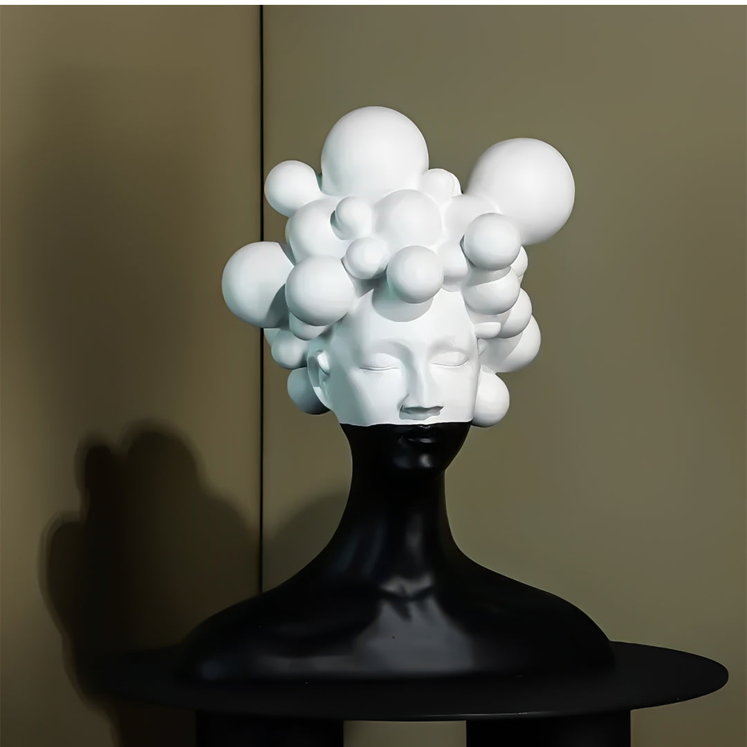 SOGA 30cm Black & White Bubble Head Resin Sculpture Modern Art Decor for Home Décor