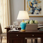 Ceramic Oval Table Lamp Blue
