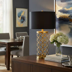 Hollowed Table Lamp with Dark Shade