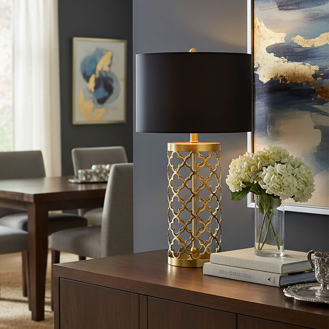 Hollowed Table Lamp with Dark Shade