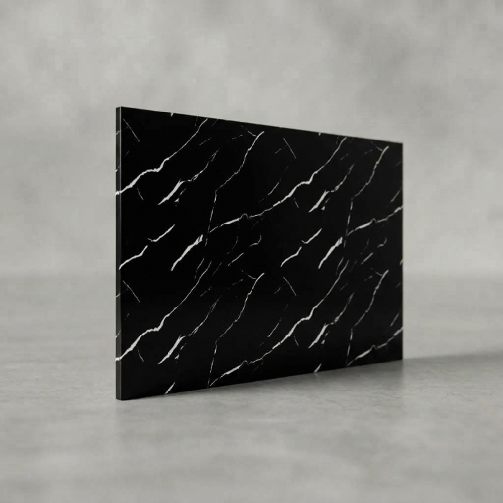 SOGA Peel & Stick Floor and Wall Tiles 30 x 60cm 10 Pack Black Faux Marble