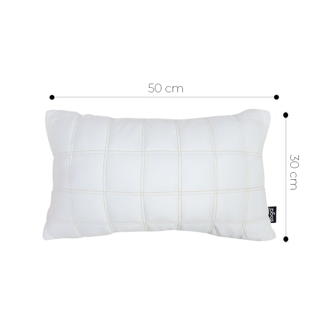 SOGA 30cm White Quilted Grid Pattern Decorative Throw Pillow