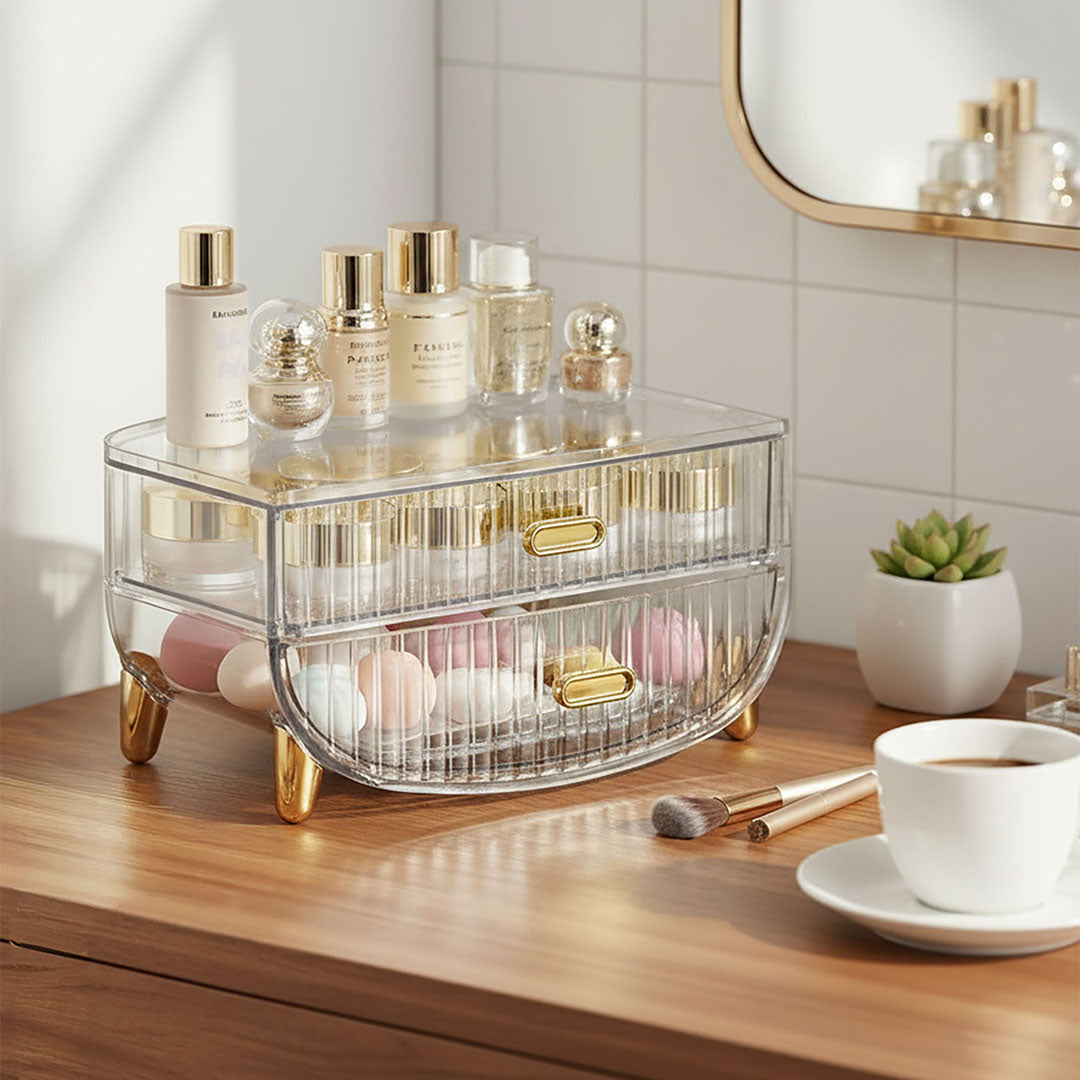 2 Tier Transparent Multifunctional Countertop Cosmetic Storage Organiser