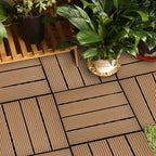 Coffee DIY Wooden Composite Decking Tiles  Set of 11