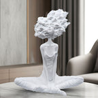 SOGA 59cm White Resin Sculpture Abstract Yoga Girl Design for Home Décor