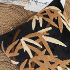 SOGA 45cm Black Brown Bamboo Leaf Botanical Embroidered Throw Pillow