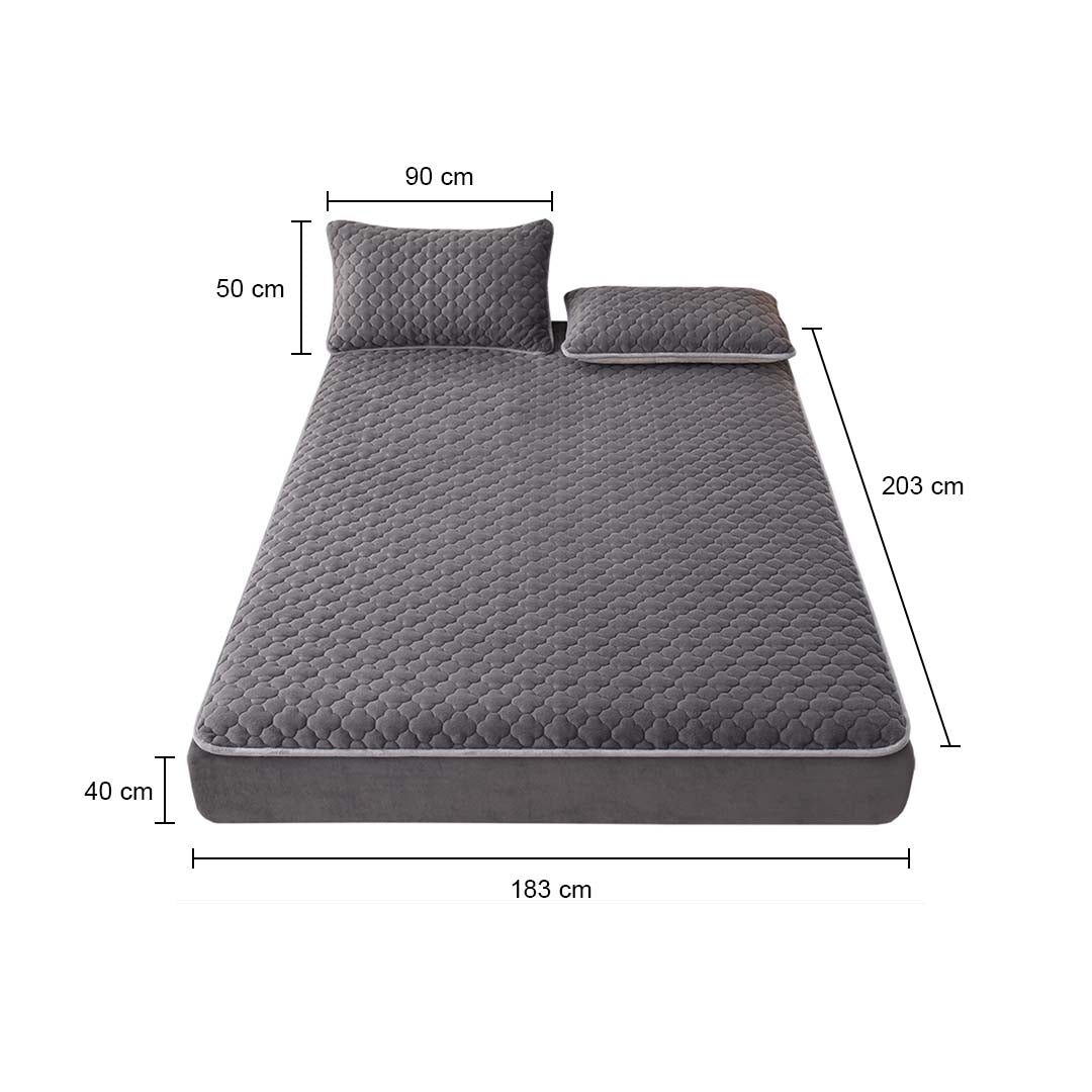 183cm Grey Wide Mattress Cover Clover Design