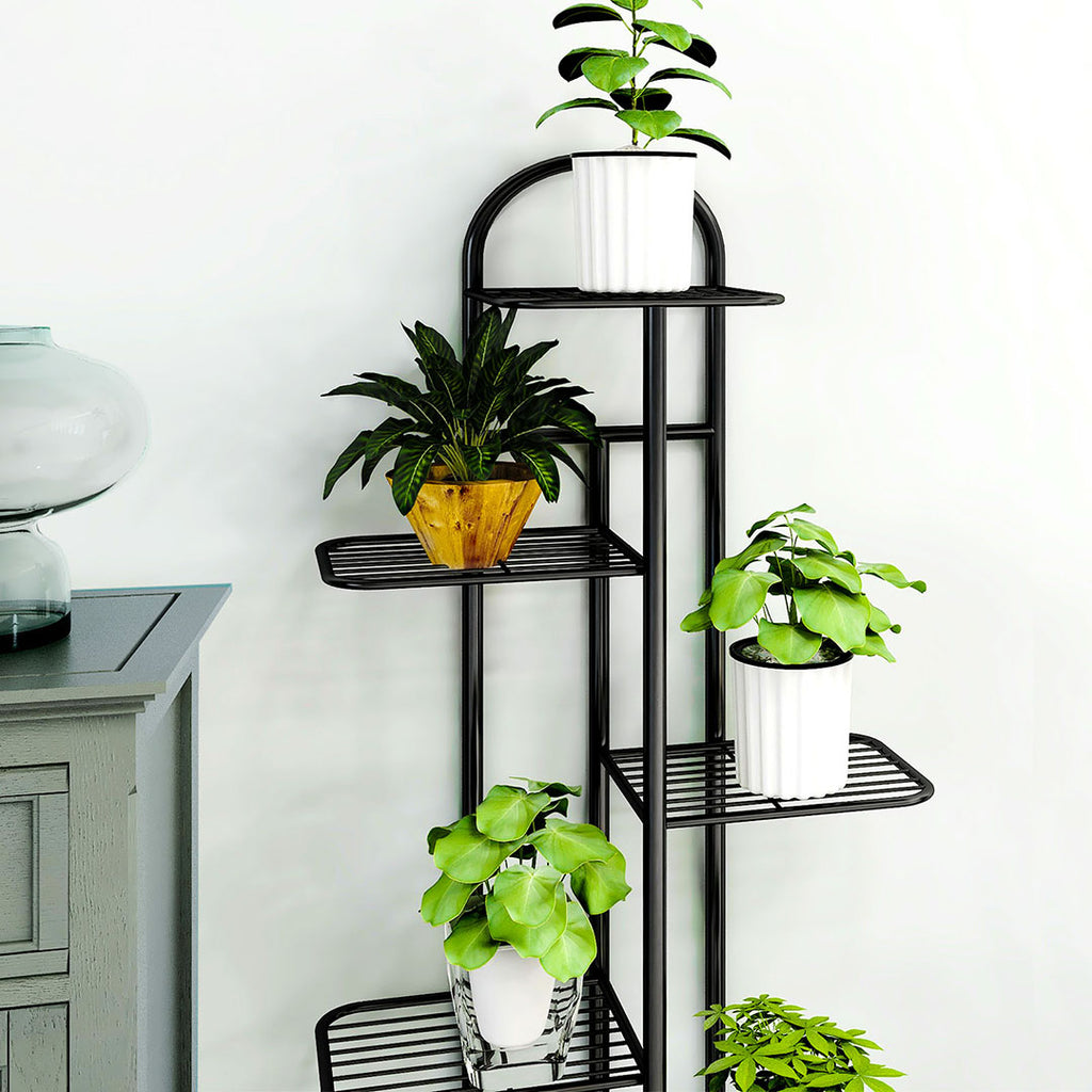 7 Tier Black Metal Plant Flowerpot Display Rack