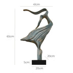 SOGA 65cm Grey Modern Abstract Dancer Sculpture with Black Base for Home Décor