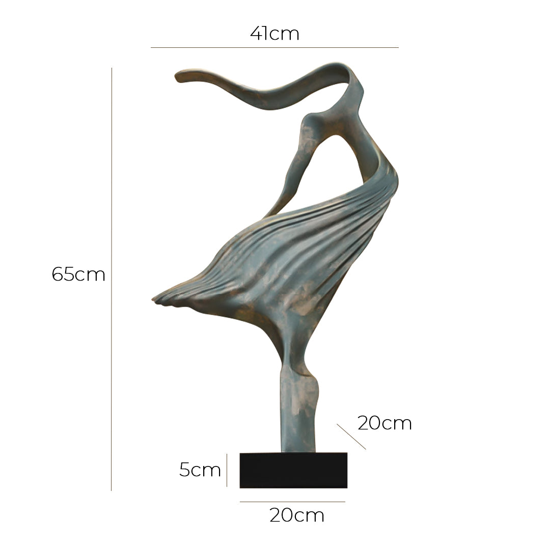 SOGA 65cm Grey Modern Abstract Dancer Sculpture with Black Base for Home Décor