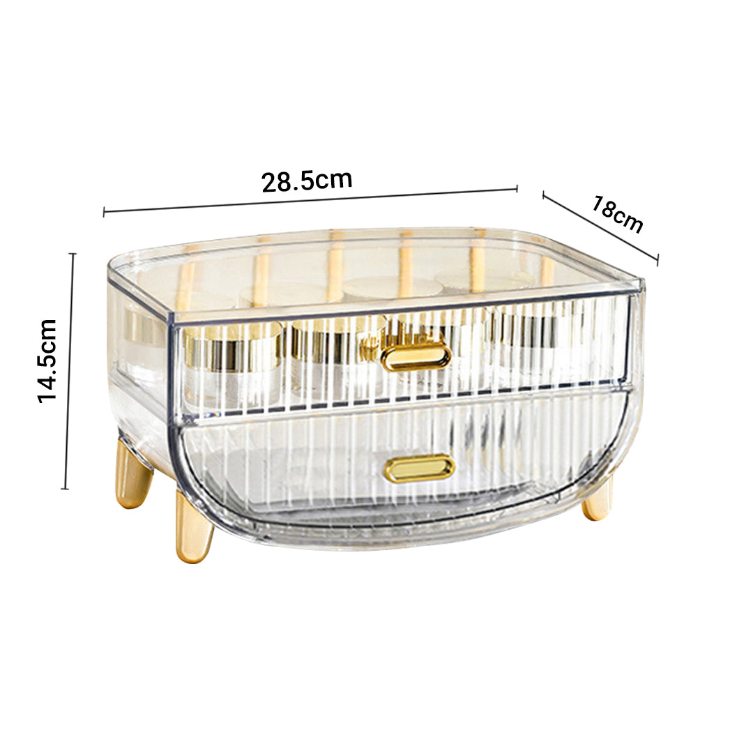 2 Tier Transparent Multifunctional Countertop Cosmetic Storage Organiser