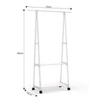 2-in-1 Organiser Clothes Shoe Rack with Wheels White