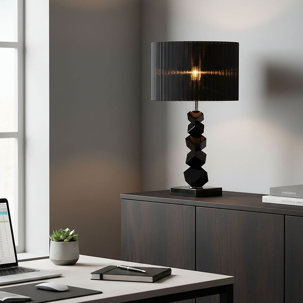 60cm Black Table Lamp with Dark Shade LED