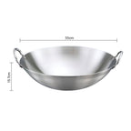 55cm Stainless Steel Kitchen Cooking Wok with 2 Sturdy Handles