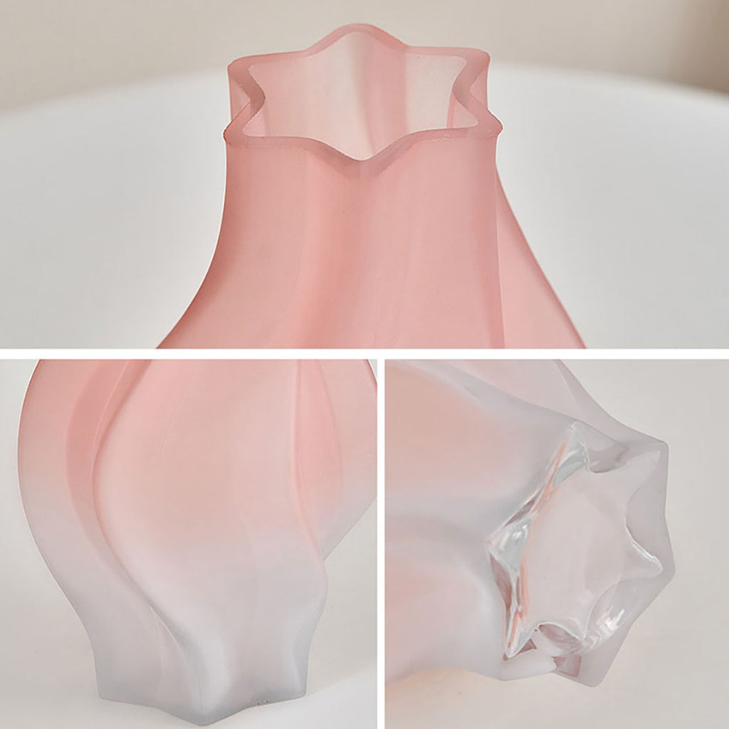 SOGA 25cm Pink Glass Vase Art Blown Hand Flower Tall Vintage Art Vases