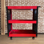 3 Tier Tool Storage Cart with Hooks Red