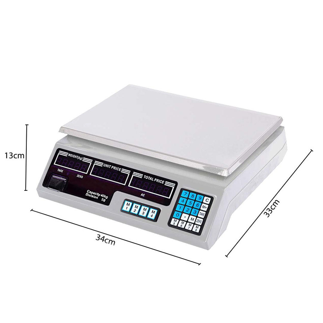 40kg Digital Commercial Kitchen Scales White