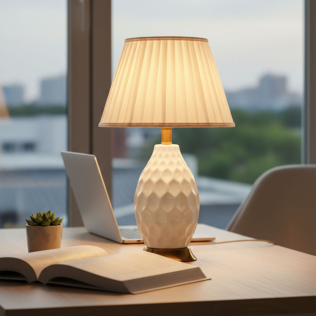 Textured Ceramic Table Lamp White