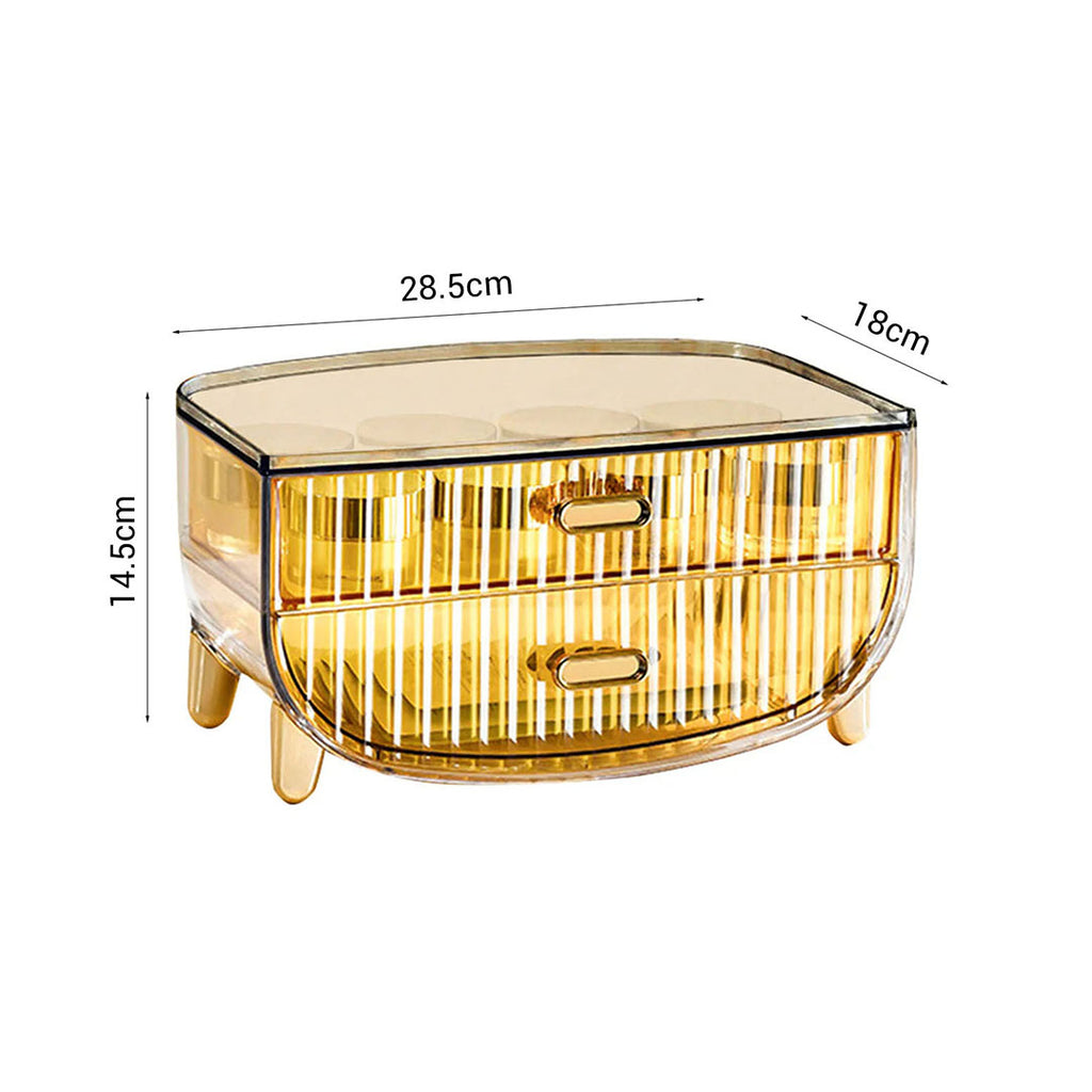 2 Tier Golden Yellow Multifunctional Countertop Cosmetic Storage Organiser
