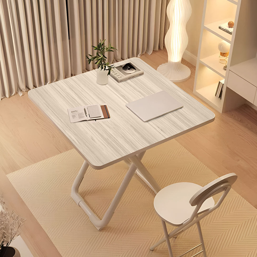 80cm Light Square Table with White Legs