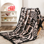 130x160cm Throw Blanket  Black and White
