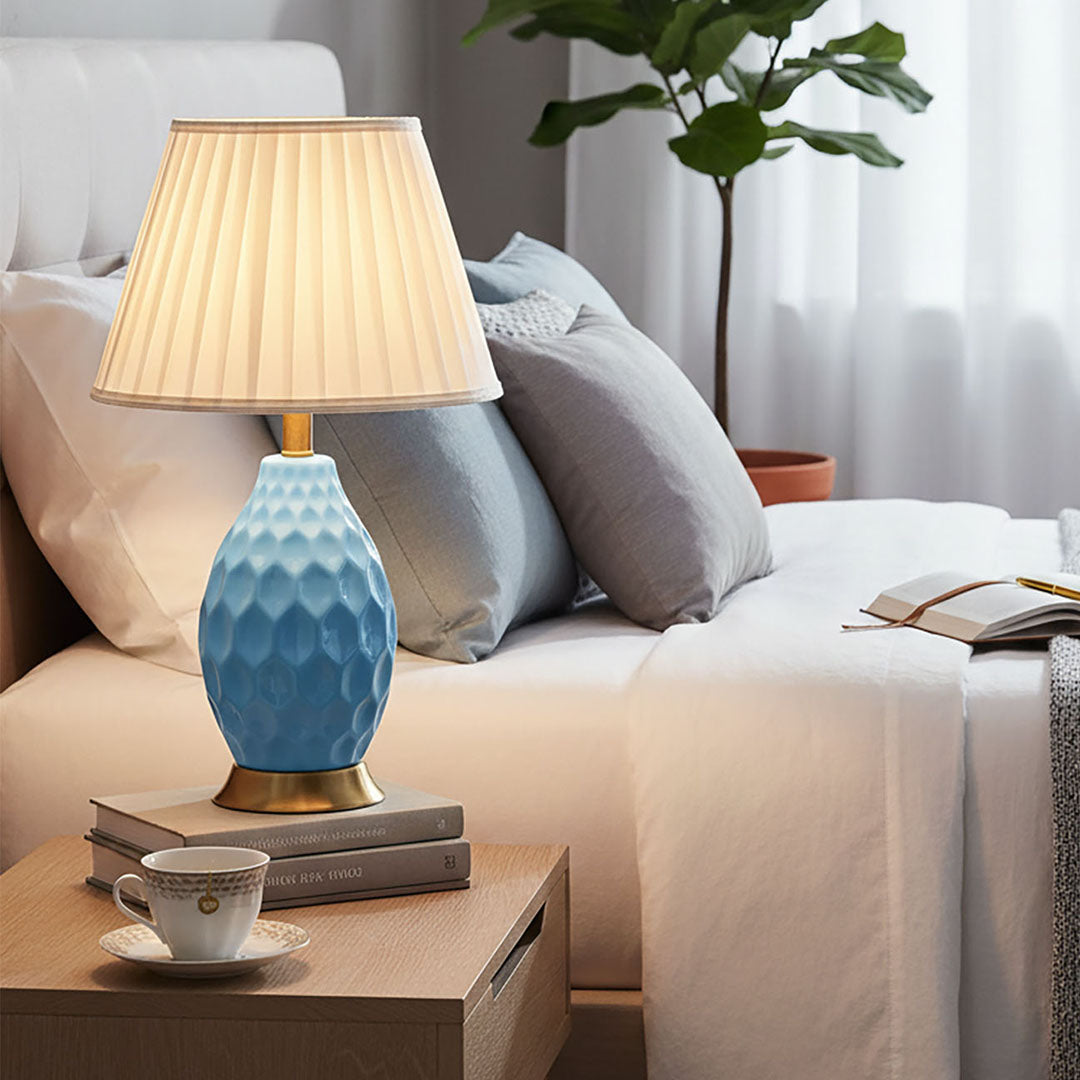 Textured Ceramic Table Lamp Blue