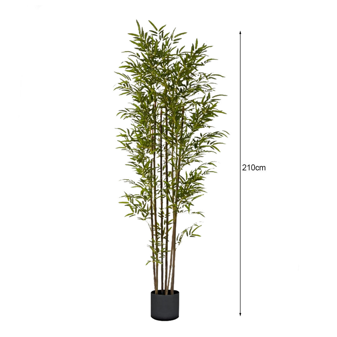SOGA 210cm Lucky Bamboo Tree Bambusa Vulgaris Artificial Plant w/ 7 Branches Home Accent Decor