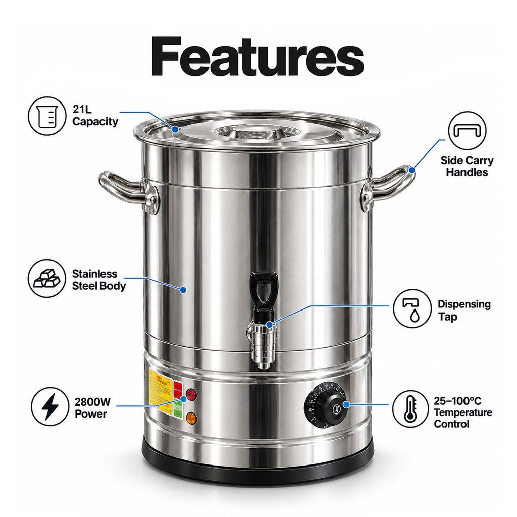 21L Stainless Steel URN Commercial Water Boiler